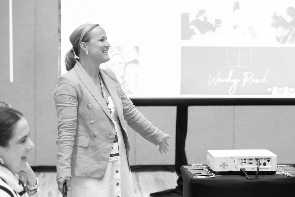 Joy facilitating a leadership session